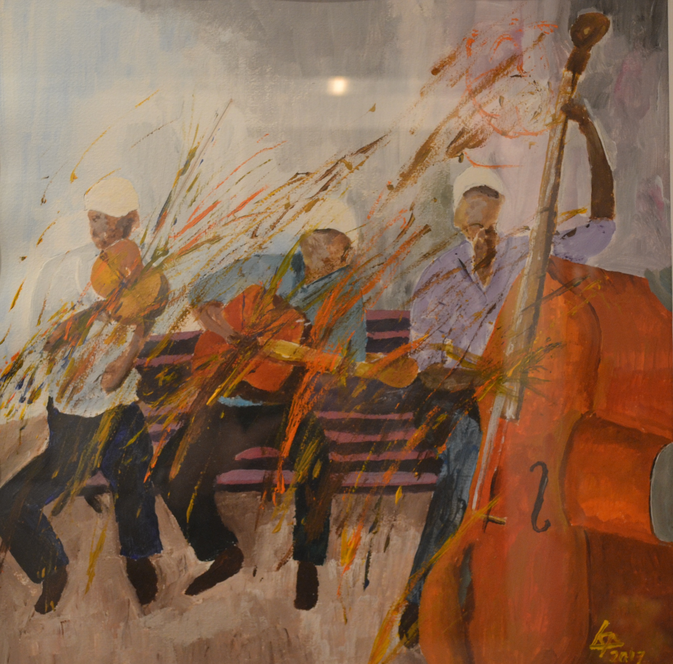 Bep Sijtsma Cubaans Strijkorkestje aquarel